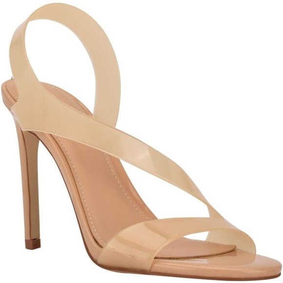 GUESS Womens 7 Beige Translucent Asymmetrical Round Toe Sling-back 4.5 Inch Heel - Picture 9 of 9